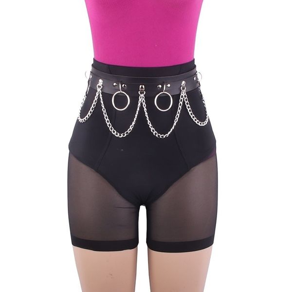 Cintura de tassel de couro harajuku para mulheres sexy acessórios jóias punk feminino rave corpo cinto de cadeia de arnês