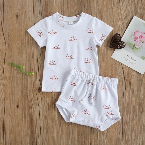 

clothing sets baby 2-piece outfit born short sleeve sun print shorts set for kids boys girls children's, White