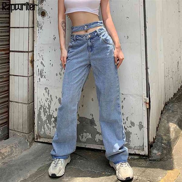 

summer hollow out high waist straight baggy blue mom jeans for women cargo pants ladies vintage clothes mujer 210510, Black;white