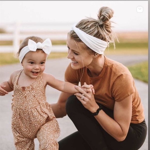 

15740 baby mother headbands set bowknot candy color hair bands mommy kidshairbands children headwrap accessories, Slivery;white