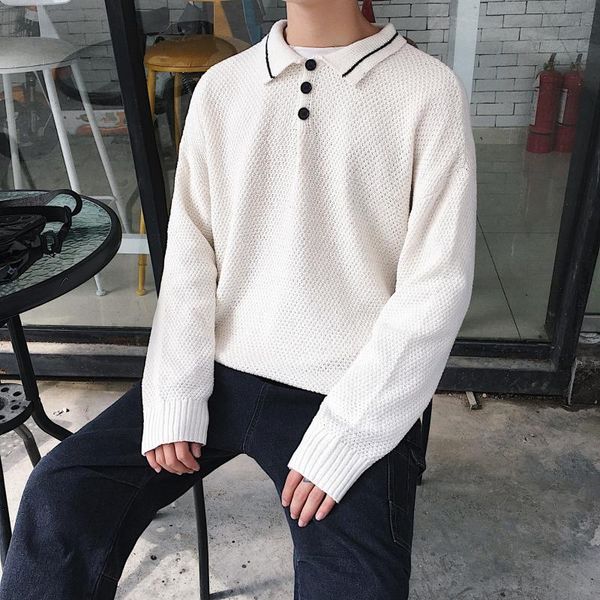 

men's sweaters brought winter sweater man liberal personality wind ins students knit port, White;black