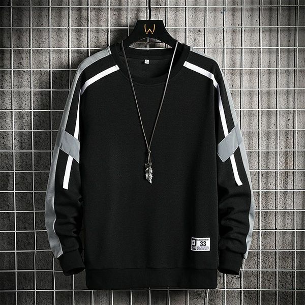 

patchwork casual sweatshirt men 2021 harajuku hoodie high street o-neck sweatshirts autumn mens streetwear men's hoodies &, Black