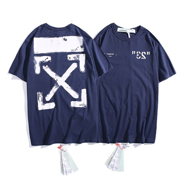 

2021 trendy off monet oil painting t-shirt arrow letter printing couple men and women loose casual short sleeves, White;black