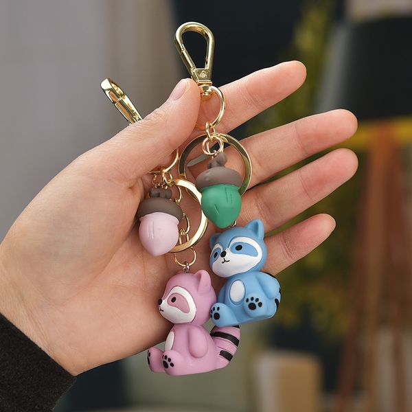 

creative and lovely cartoon resin diy transformed into squirrel key chain lovers' car bag pendant accessoriesa1, Silver