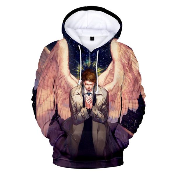 

men's hoodies & sweatshirts supernatural 3d men autumn winter fashion casual boy print hoodie clothes, Black