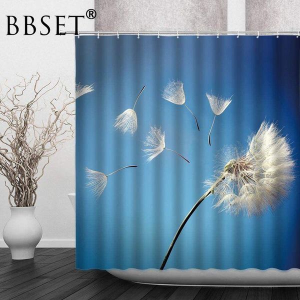 

natural plant shower curtain dandelion fluttering under blue sky pattern waterproof multi-size cortina de bano bathroom decor curtains