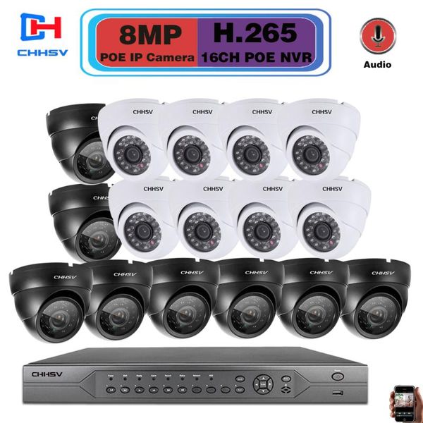 

16ch 5mp ultra hd video surveillance kit 4k 8ch cctv camera security system h.265 dome poe ip nvr set wireless kits