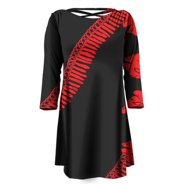 

casual dresses polynesian tattoo designs print cutout backless dress women vintage party oem/odm support 3d machine custom, Black;gray