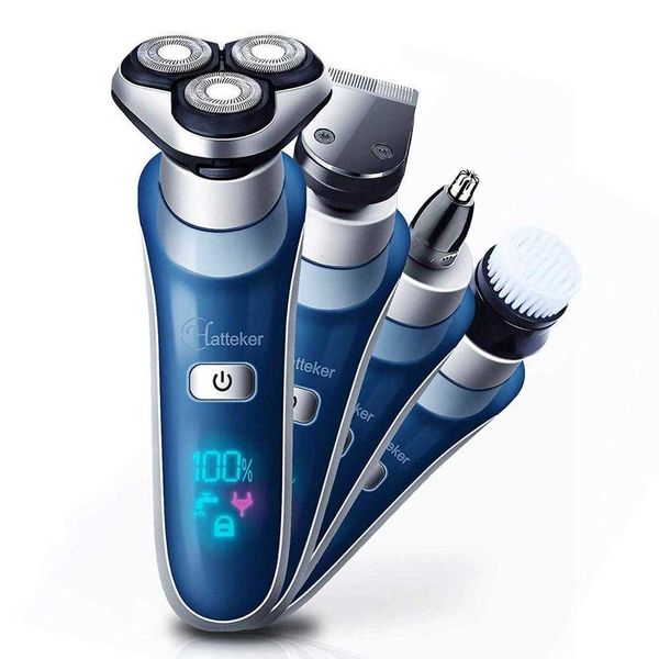

4in1 rotary electric lcd shaver facial electric razor male beard shaving machine head usbwire wireless rechargeable grooming kit p0817