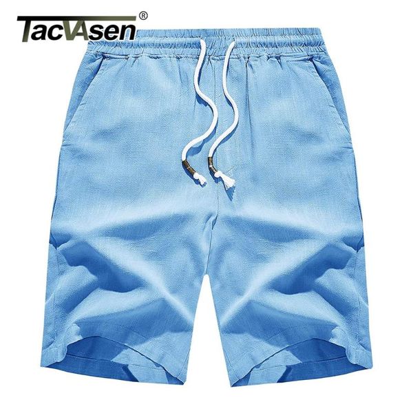 

men's shorts tacvasen linen casual gym workout running breathable male cotton sweatpants outdoor beach knee length pants, White;black