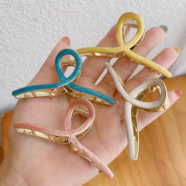 

hair accessories trendy enamel color women alloy cross clamps crab clips girls solid dress up hairpins headwear