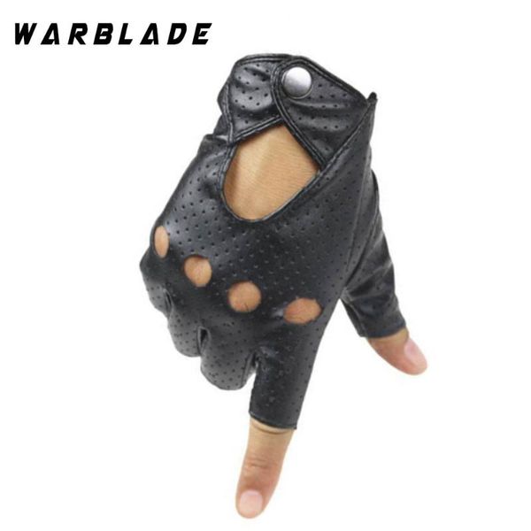 

fingerless gloves warblade black pu half finger driving show women punk jazz for luva guantes eldiven, Blue;gray