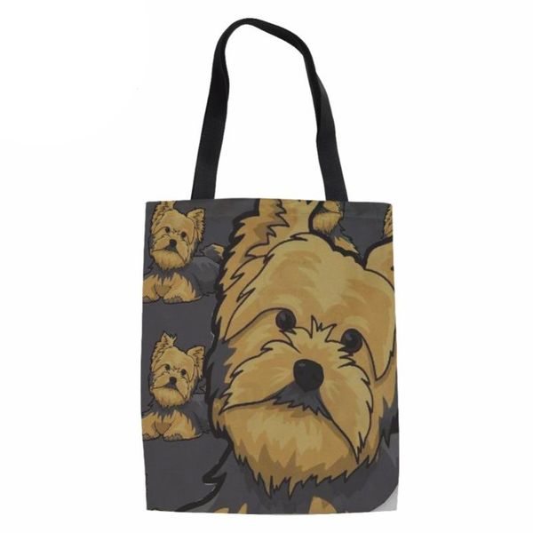 

shopping bags eco reusable women yorkie design ladies heavy duty shop shoulder bag for females funny recycle grocery