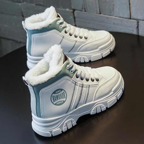 

boots female fashion the winter 2021 low pile for short increased thick bottom heat preservation cotton, Black