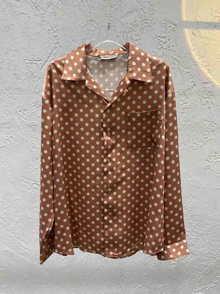 

2021 spring luxury collection minimalist polka dot print street style shirt, White