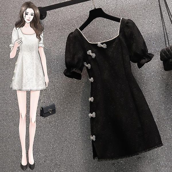 

luxury cheongsam large women's drs fat sister 2021 summer style thin covering belly closing waist aging fried street cheongsam improved, Blue;red