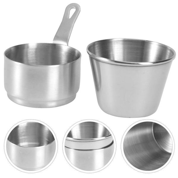 

bowls 1 set sauce pot condiment cup seasoning kitchen bowl (silver)