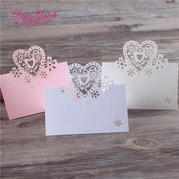 

40pcs laser cut love table name place card wedding decoration party favors pearl paper supplies greeting cards