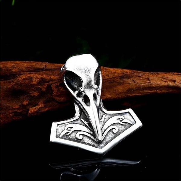 

pendant necklaces viking raven necklace fashion accessories stainless steel hammer men's jewelry, Silver