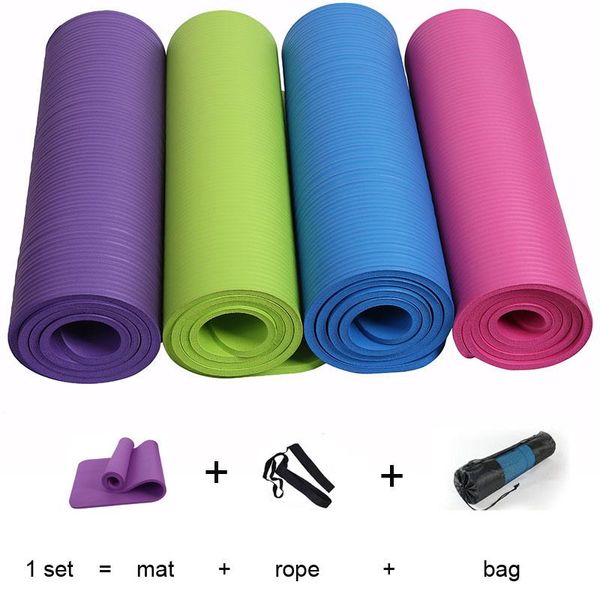 

yoga mats 10mm nbr non-slip for fitness brand pilates pads sport outdoor camping picnic with bag strap