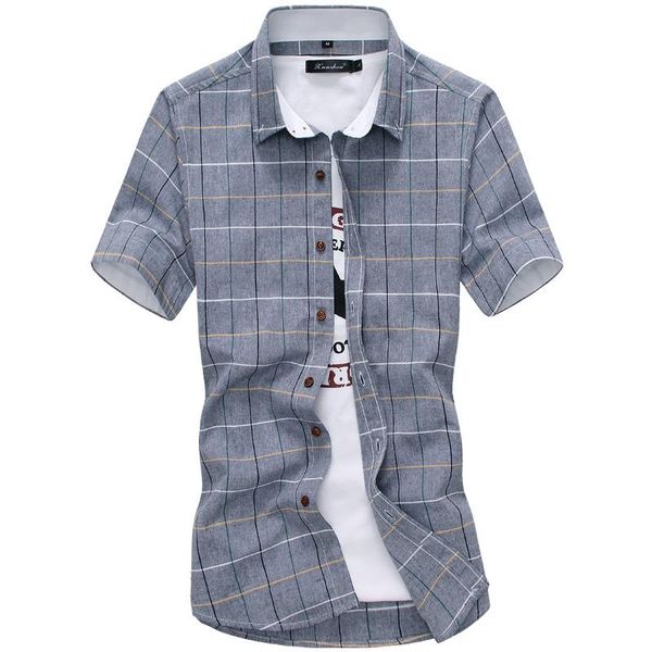 

men's casual shirts nice plaid men 100% cotton short sleeved summer shirt camisa masculina mens dress, White;black