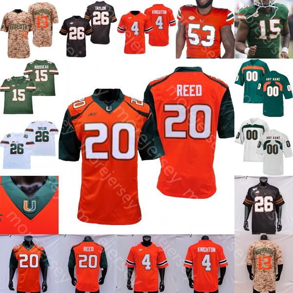 Maglia da calcio Miami Hurricanes NCAA College Tyler Van Dyke Henry Parrish Jr. Mark Fletcher Sean Taylor Francisco Mauigoa Young Restrepo Allen Chaney Reed Knighton