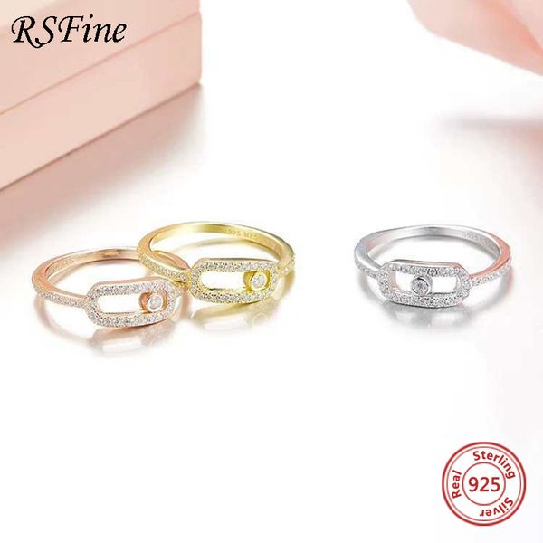 

925 Sterling Silver Ring Inlaid Crystal Diamond Activity Bead Temperament Couple Messika Fine Famous Brand Messica Jewelry Wholesale, Golden;silver