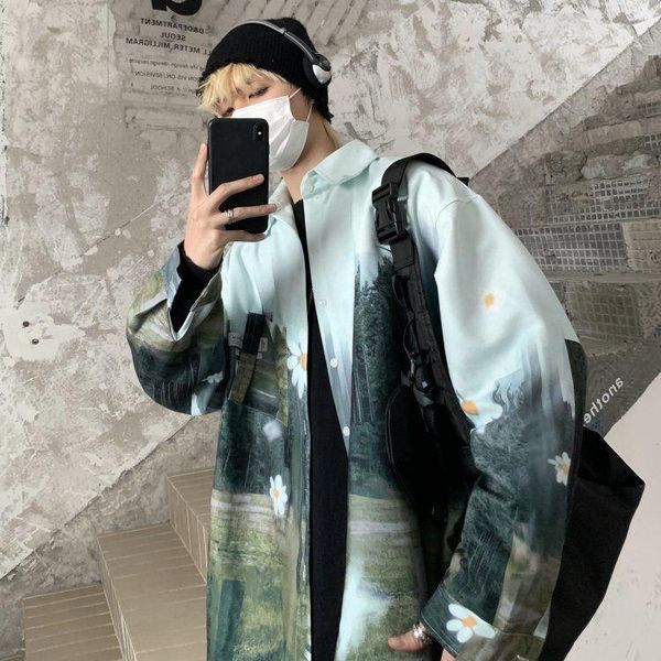 

couples blouse streetwear harajuku shirt women men clothing blouses bf long shirts spring autumn turn-down collar casual women's, White