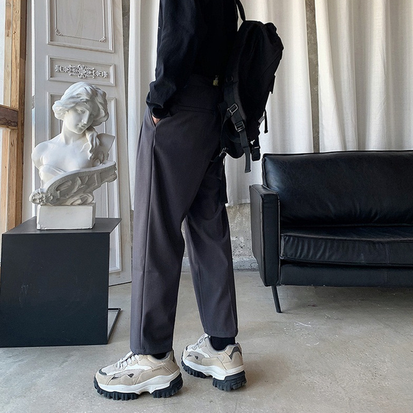 

casual pants men summer casual straight loose trousers fashion chic streetwear all-match simple korean style mens clothing new, Black