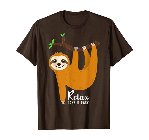 

Cute Sloth With Funny Quote 'Relax Take It Easy' Tee Shirt, White;black