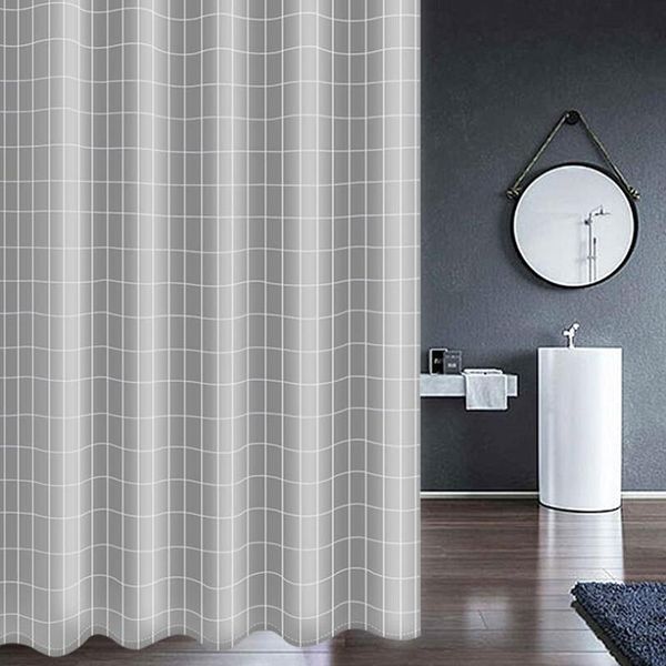 

shower curtains polyester gray plaid bath screen for home el bathroom waterproof mold proof curtain with hooks