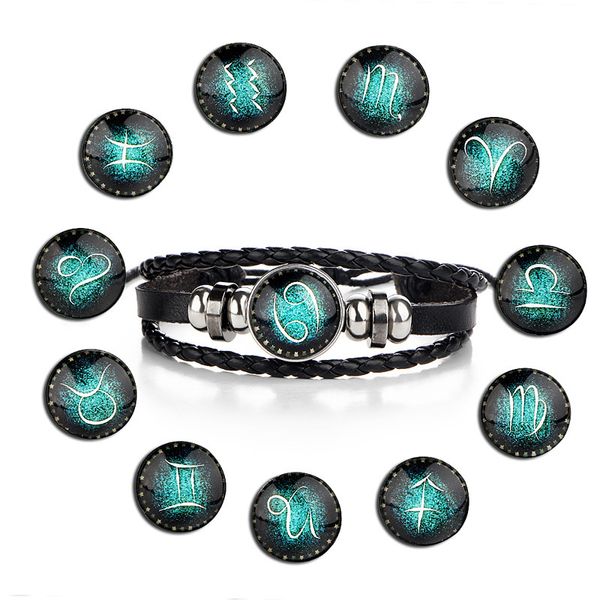 

hand woven beaded constellation bracelet 12 constellation leather bracelet, Silver