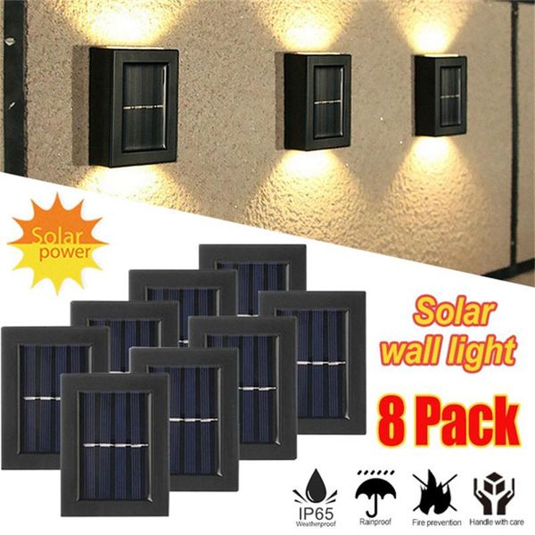 

outdoor wall lamps 8 pcs 2led ooutdoor solar lights up and down ip65 waterproof sunlight powered lamp for garden decoration