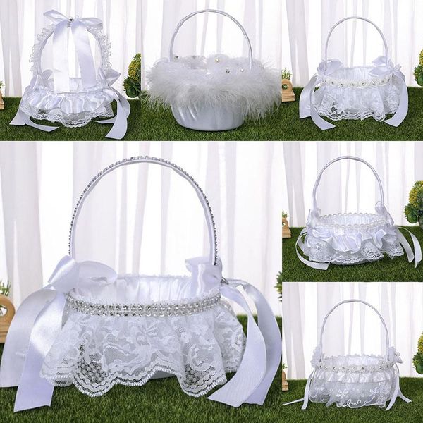 

gift wrap 6 style white romantic bowknot burlap wedding ceremony party rose flower basket accessories