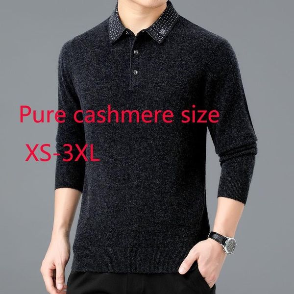 

men's sweaters arrival autumn and winter men casual turn-down collar computer knitted thick pullover pure cashmere sweater plus size xs, White;black