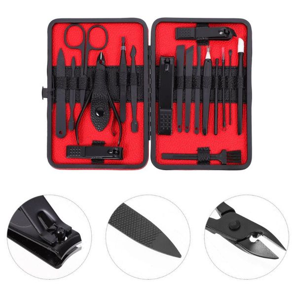 

set/18pcs fingernail cutter nail beauty tool useful manicure kit brushes, Yellow