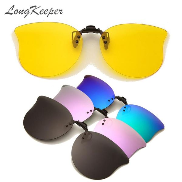 

sunglasses longkeeper large polarized clip on yellow night vision glasses mirror driving flip up lens eyewear accessories, White;black