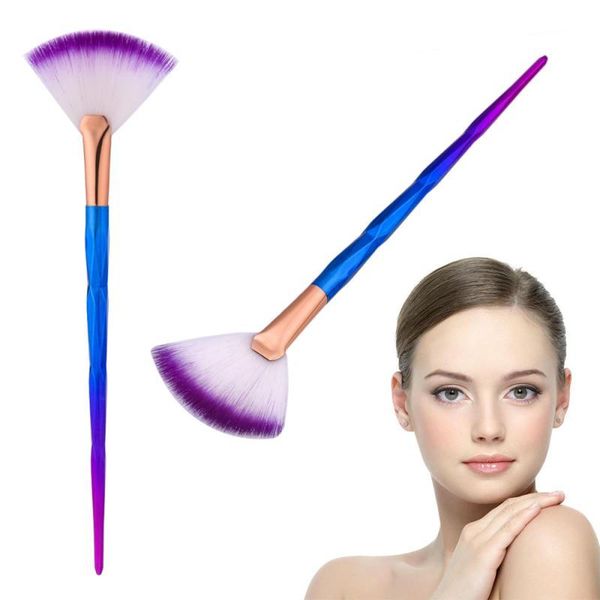 

makeup brushes 1pc nylon rainbow handle brush fan shape skin-friendly puff for women facial beauty care accessories