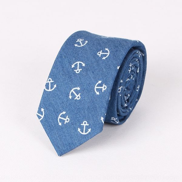 

Jp5 cotton cotton men's casual fashion neck ties denim skcasual fashion denim skull anchor printed men's tie, Blue;purple