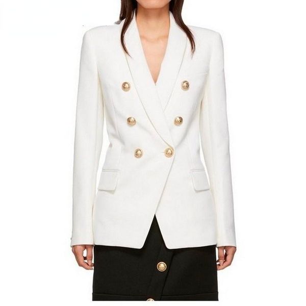 

women's suits & blazers 2022 designer blazer jacket women double breasted coat metal buttons female feminino outer wear big size maryna, White;black