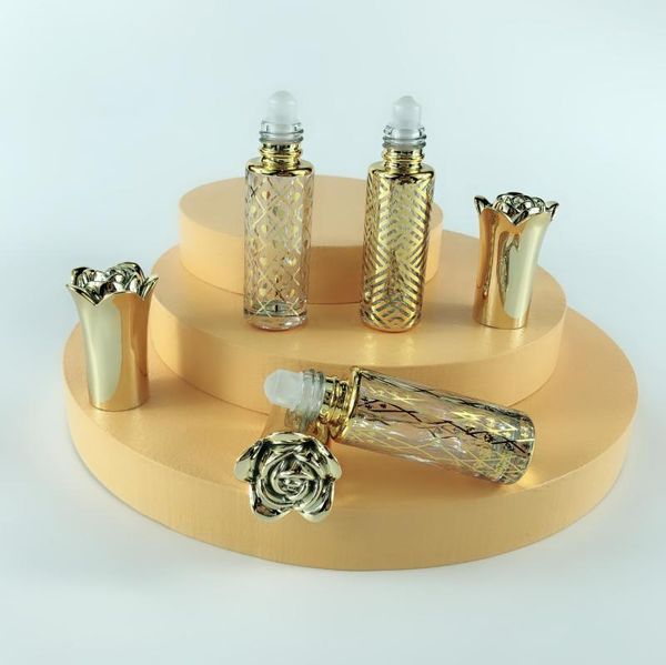 

portable 8ml bronzing glass roll on empty perfume bottle 50pcs/lot storage bottles & jars1
