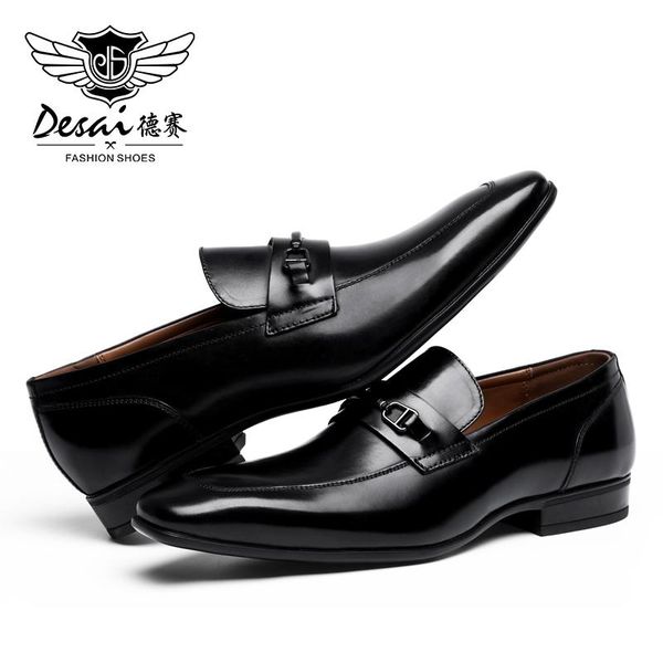 

dress shoes desai male men genuine botter leather 2021, Black