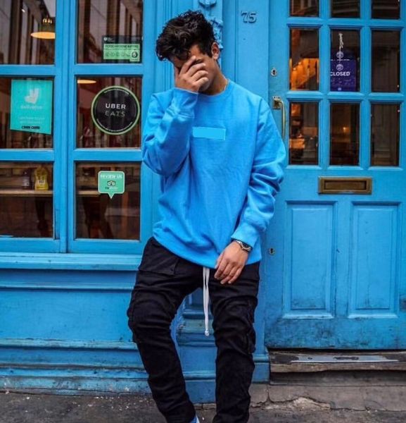 

2020 crewneck logo fashion sweatshirt casual men women pullover couple street sweater 12 colors, Black