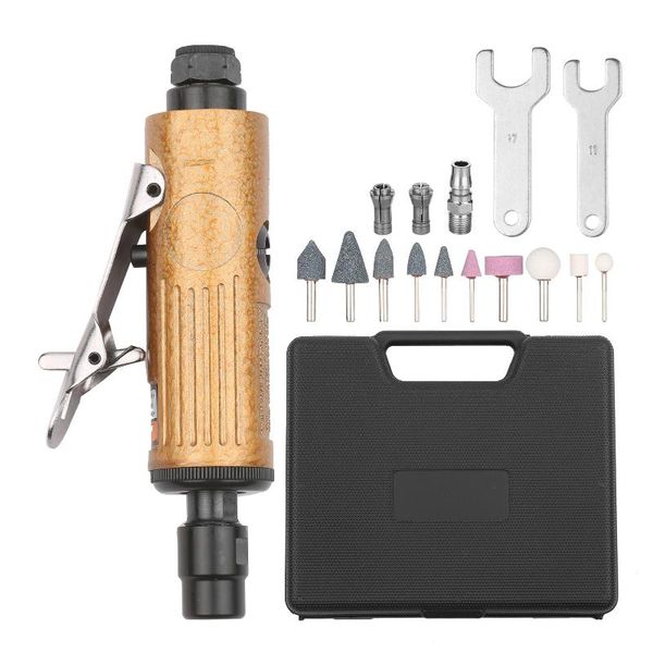 

pneumatic tools air straight die grinder set 22000rpm polishing rotary kit equipped with 1/4-inch 1/8-inch collets 2 wrenches