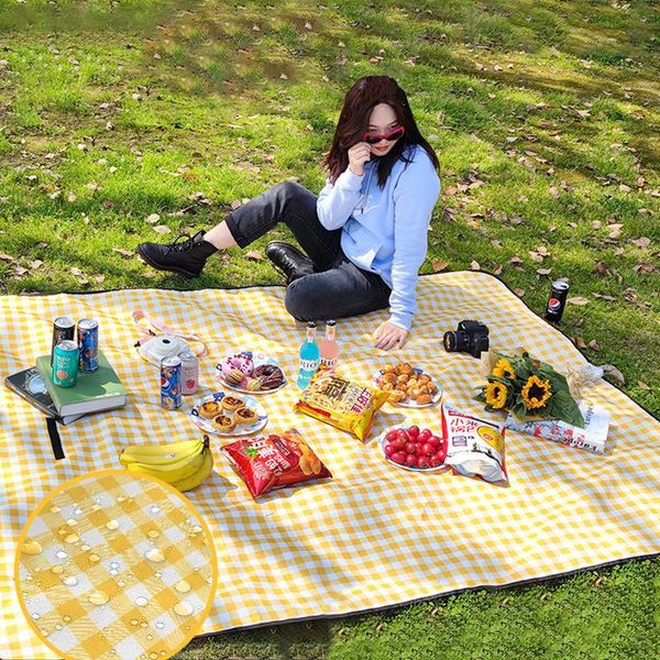 

outdoor pads portable picnic mat waterproof thicken blanket folding moisture-proof camping sleeping mats travel beach