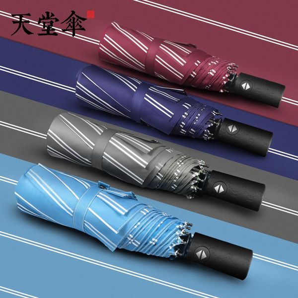 

umbrellas stripe black windproof umbrella automatic strong modern rain men business outdoor folding gift idea dd50ys