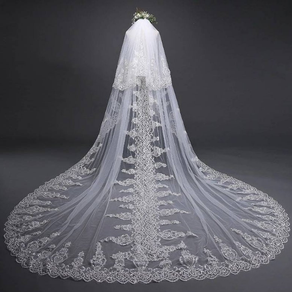 

bridal veils cathedral ivory wedding veil with embroidery,ivory veil-ivory veil,chapel veil,ivory comb, embroidered, Black