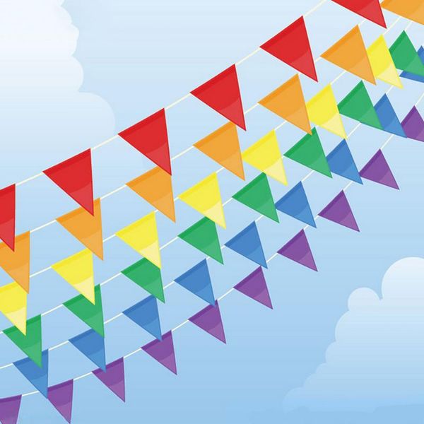 

party decoration 80m 200 flags white red blue yellow satin silk bunting banners pennant baby shower wedding garland