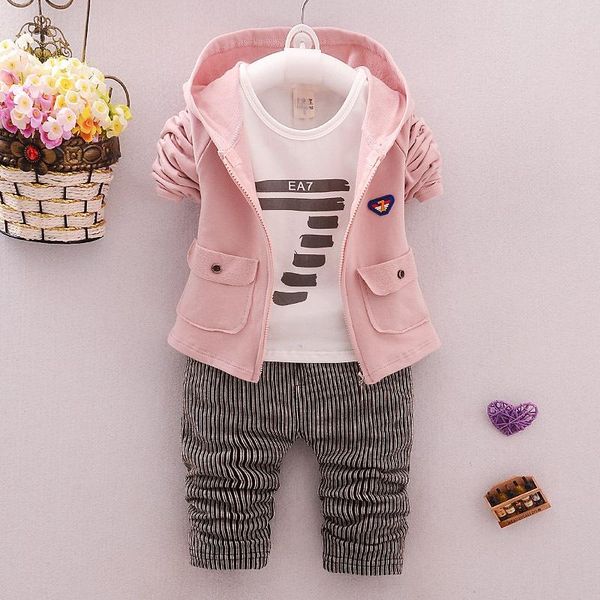 

clothing sets suit boy girl fashion all-match hooded jacket coat bottoming shirt + pants three-piece beibei quality child clothes, White