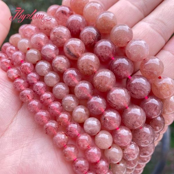 

other round smooth pink strawberry quartzs spacer loose beads for diy accessories women men necklace bracelets earring jewelry making